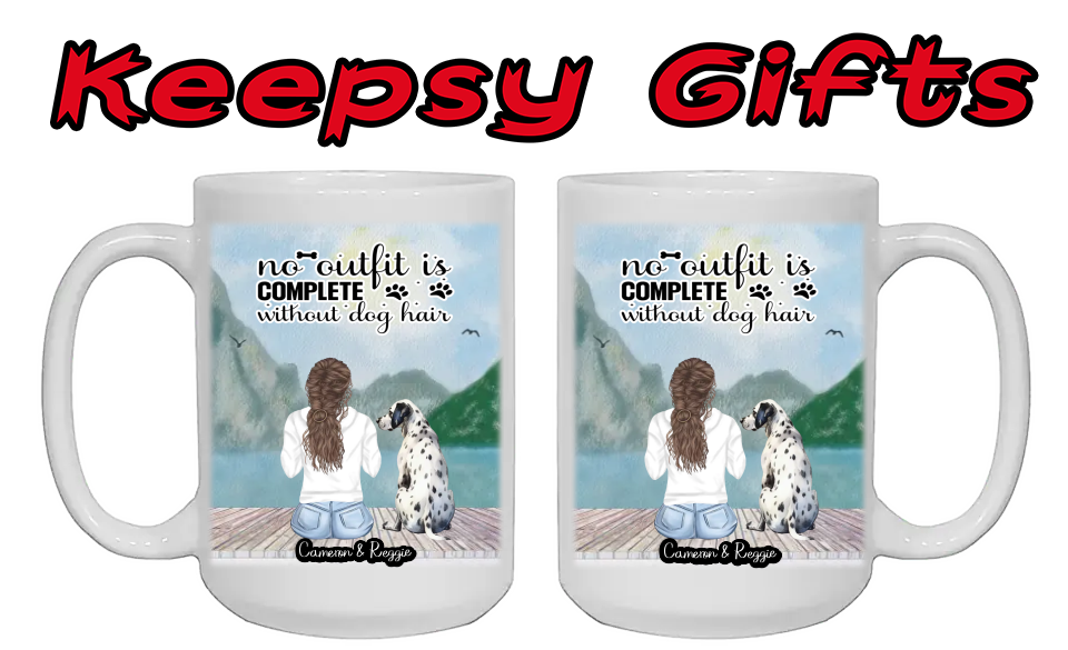 Woman & One Dog 15oz Personalised Mugs (Move woman closer to dog)