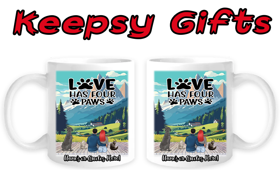 Couple & Up To Four Cats or Dogs 11oz Personalised Mugs