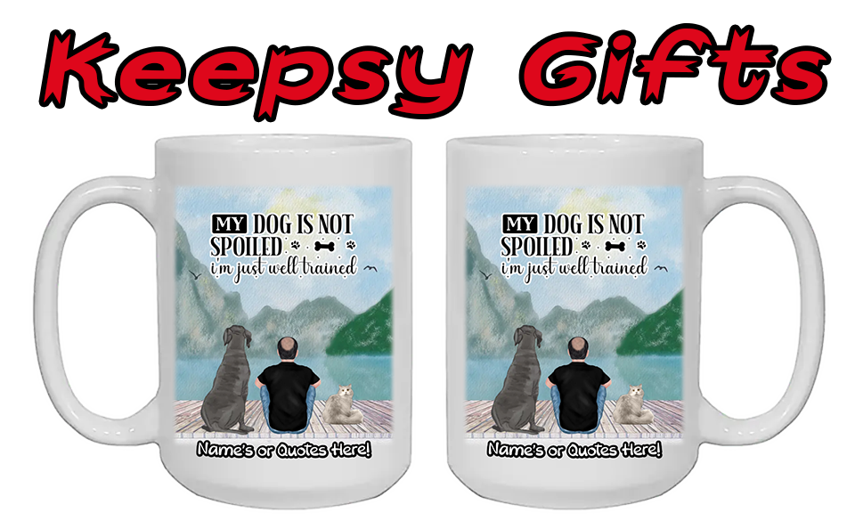 Man & Up To Four Cats or Dogs 15oz Personalised Mugs