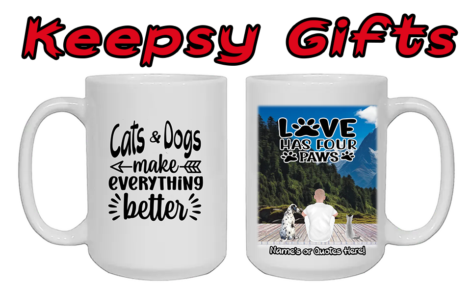Man & Up To Four Cats or Dogs 15oz Personalised Mugs - Left-Side Quote
