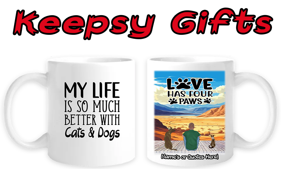 Man & Up To Four Cats or Dogs 11oz Personalised Mugs - Left-Side Quote
