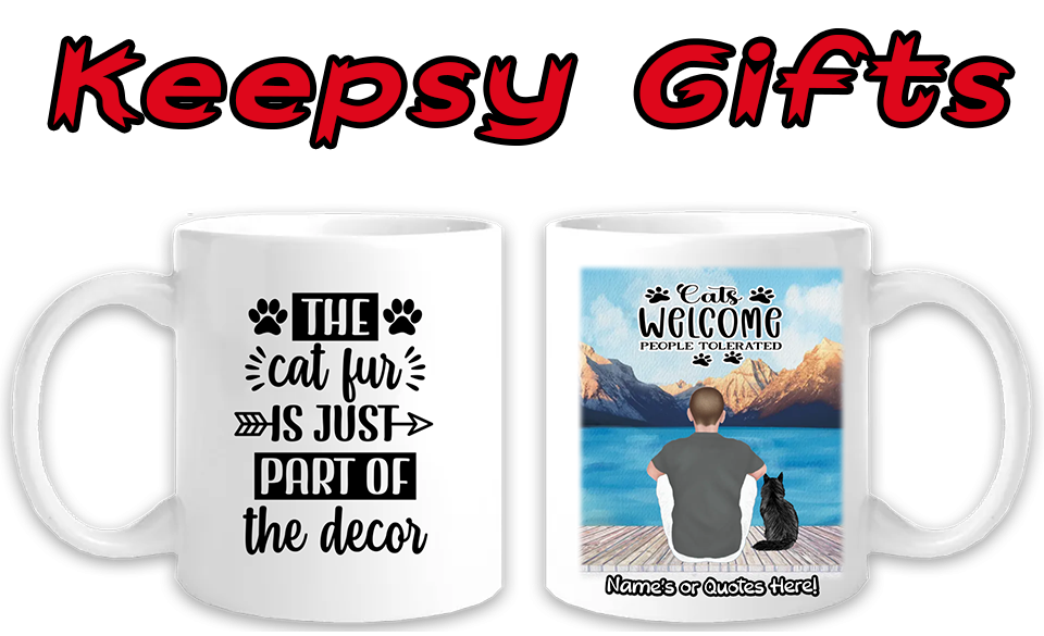 Man & Up To Four Cats 11oz Personalised Mugs - Left-Side Quote