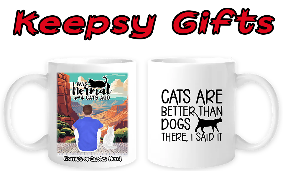 Man & Up To Four Cats 11oz Personalised Mugs - Right-Side Quote