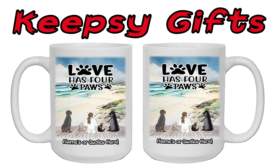 Woman & Up To Four Cats or Dogs 15oz Personalised Mugs