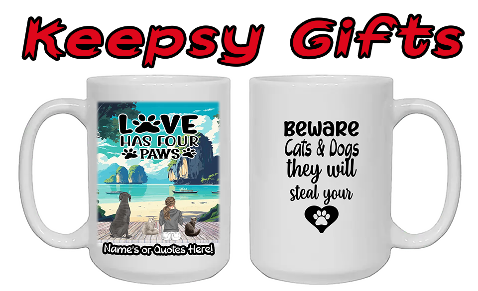 Woman & Up To Four Cats or Dogs 15oz Personalised Mugs - Right-Side Quote