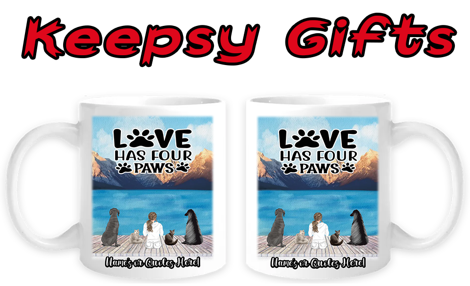 Woman & Up To Four Cats or Dogs 11oz Personalised Mugs