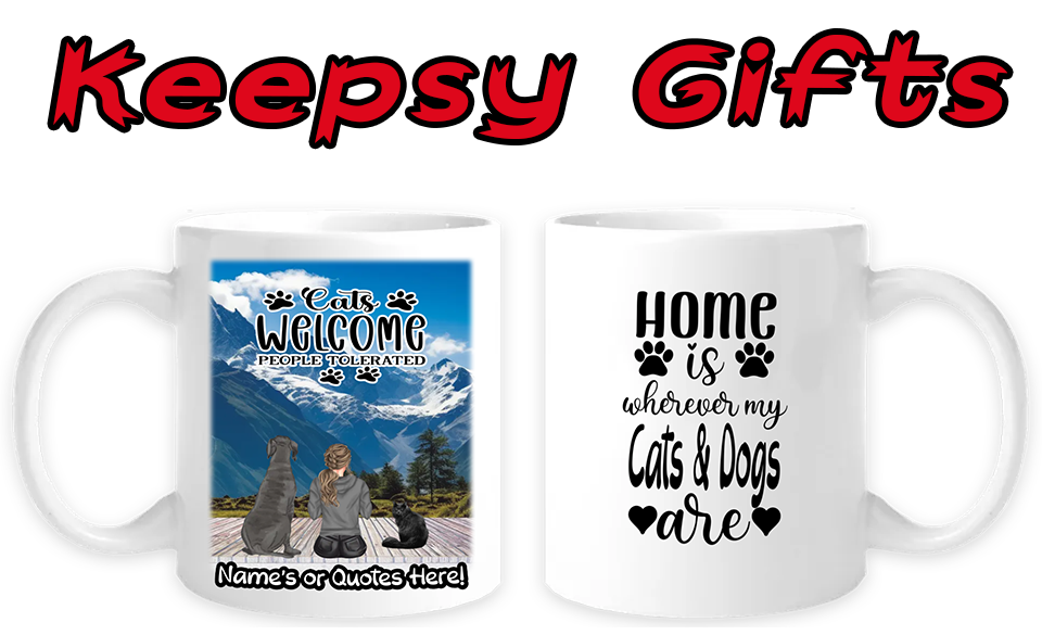 Woman & Up To Four Cats or Dogs 11oz Personalised Mugs - Right-Side Quote