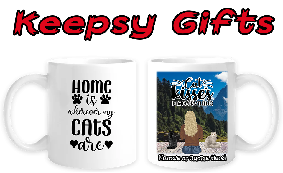 Woman & Up To Four Cats 11oz Personalised Mugs - Left-Side Quote