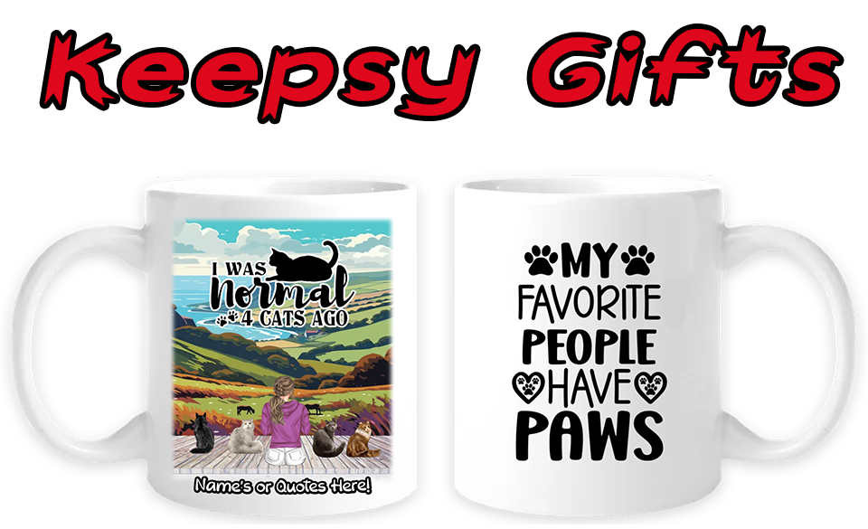 Woman & Up To Four Cats 11oz Personalised Mugs - Right-Side Quote