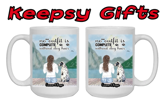 Woman & One Dog 15oz Personalised Mugs (Move woman closer to dog)