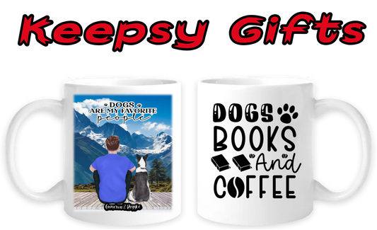 Man & One Dog 11oz Personalised Mugs (Move man closer to dog) Right-Side Quote
