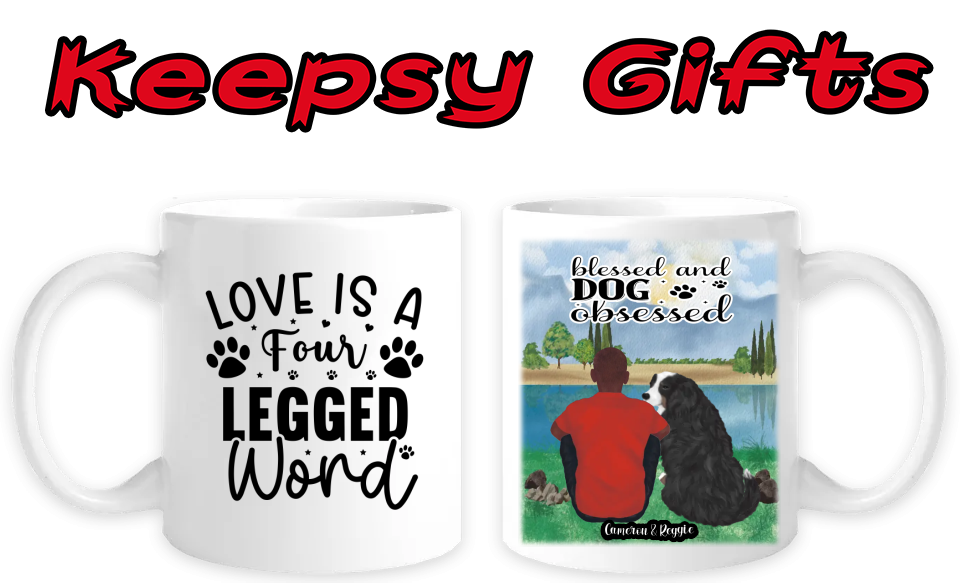 Man & One Dog 11oz Personalised Mugs (Move man closer to dog) Left-Side Quote