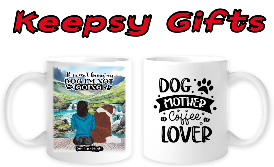 Woman & One Dog 11oz Personalised Mugs (Move woman closer to dog) Right-Side Quote