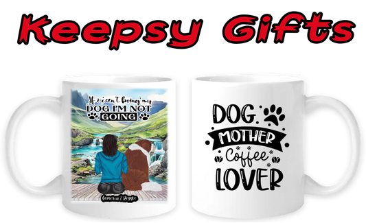 Woman & One Dog 11oz Personalised Mugs (Move woman closer to dog) Right-Side Quote