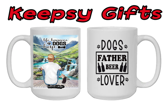 Man & One Dog 15oz Personalised Mugs (Move man closer to dog) Right-Side Quote