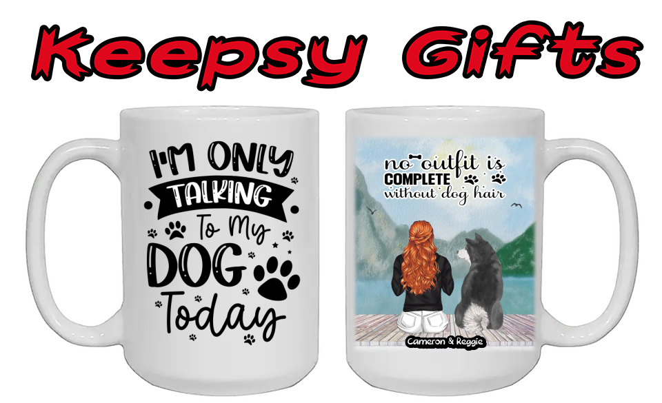Woman & One Dog 15oz Personalised Mugs (Move woman closer to dog) Left-Side Quote
