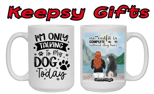 Woman & One Dog 15oz Personalised Mugs (Move woman closer to dog) Left-Side Quote