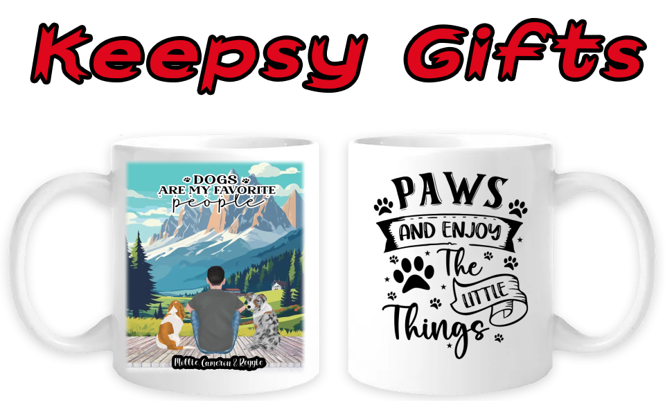 Man & Two Dogs 11oz Personalised Mugs - Right-Side Quote