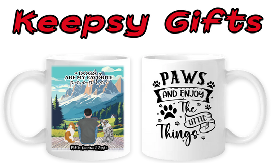 Man & Two Dogs 11oz Personalised Mugs - Right-Side Quote