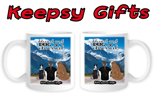 Man & Two Dogs 11oz Personalised Mugs