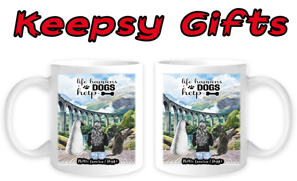 Woman & Two Dogs 11oz Personalised Mugs