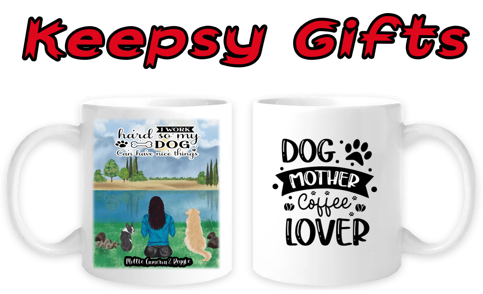 Woman & Two Dogs 11oz Personalised Mugs - Right-Side Quote