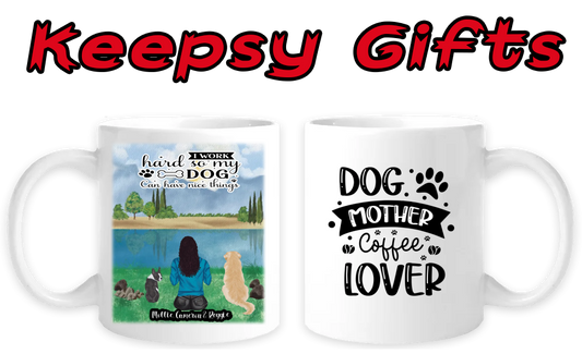 Woman & Two Dogs 11oz Personalised Mugs - Right-Side Quote