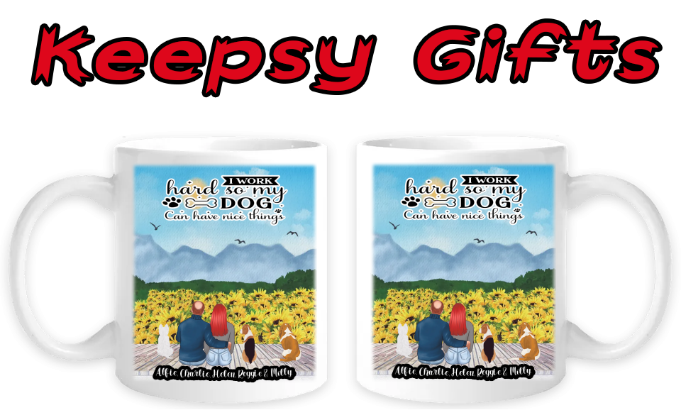 Couple & Three Dogs 11oz Personalised Mugs
