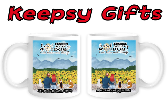 Couple & Three Dogs 11oz Personalised Mugs