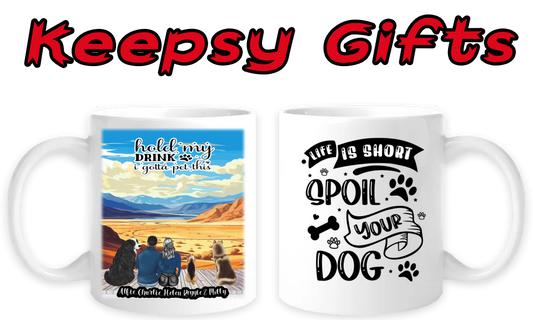Couple & Three Dogs 11oz Personalised Mugs - Right-Side Quote
