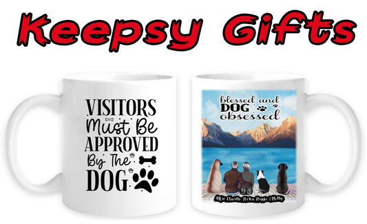 Couple & Three Dogs 11oz Personalised Mugs - Left-Side Quote