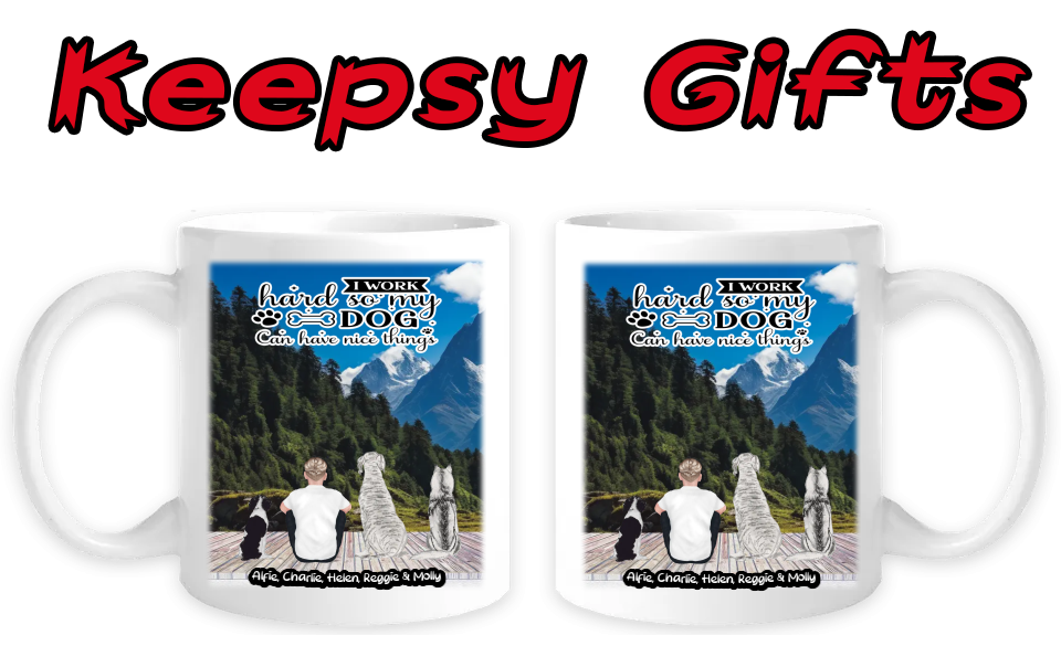 Man & Three Dogs 11oz Personalised Mugs