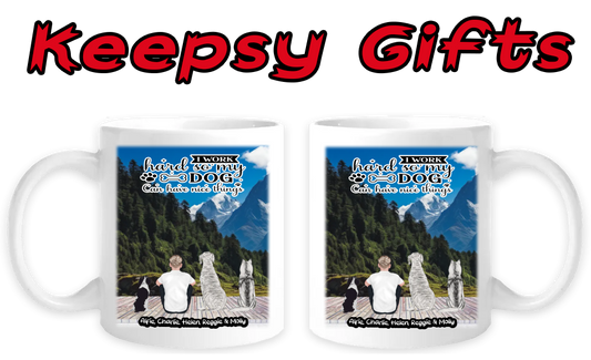 Man & Three Dogs 11oz Personalised Mugs