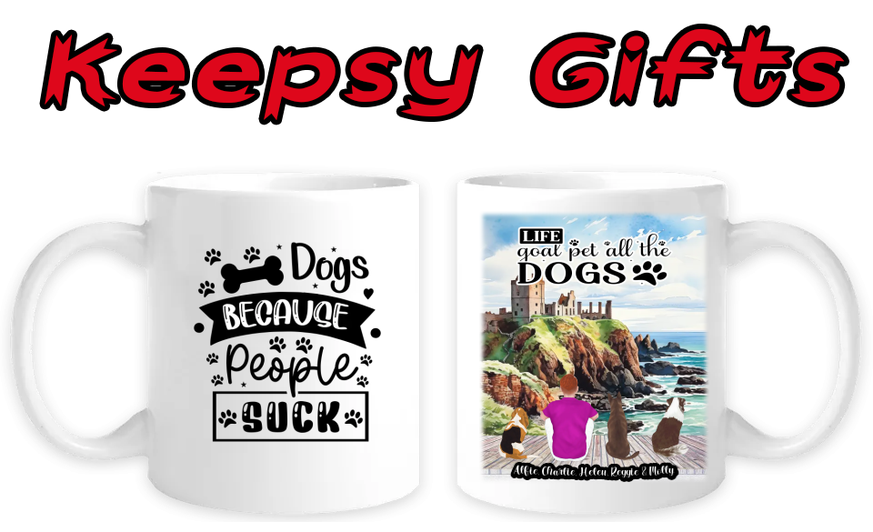 Man & Three Dogs 11oz Personalised Mugs - Left-Side Quote