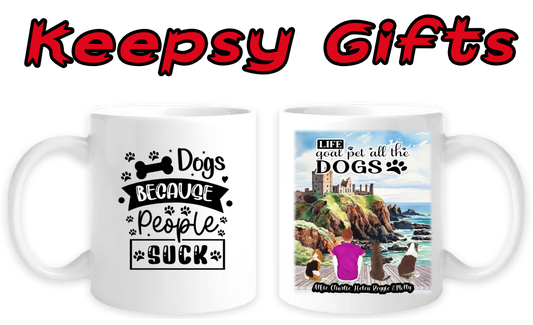 Man & Three Dogs 11oz Personalised Mugs - Left-Side Quote