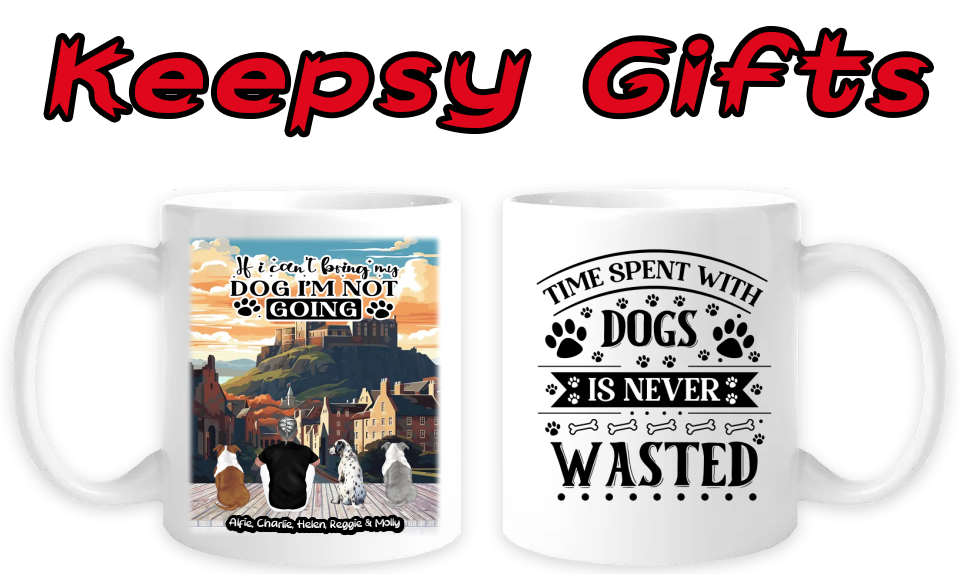 Man & Three Dogs 11oz Personalised Mugs - Right-Side Quote