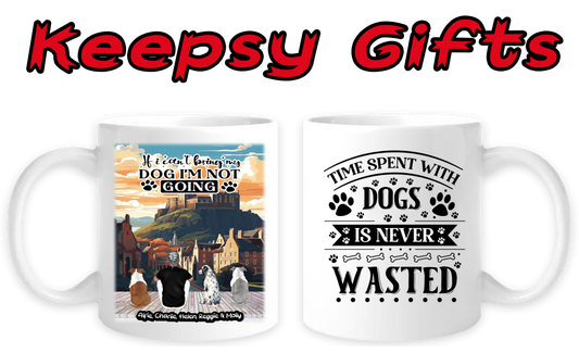 Man & Three Dogs 11oz Personalised Mugs - Right-Side Quote