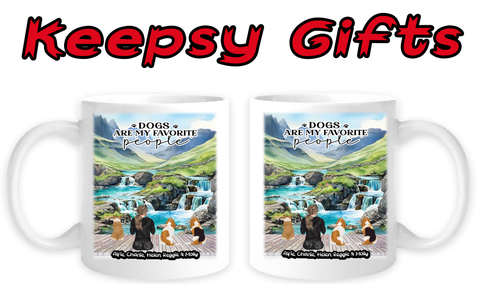 Woman & Three Dogs 11oz Personalised Mugs