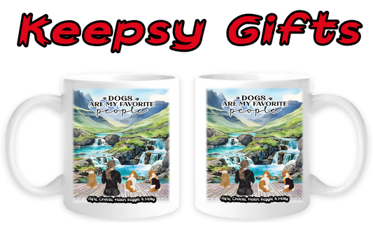 Woman & Three Dogs 11oz Personalised Mugs