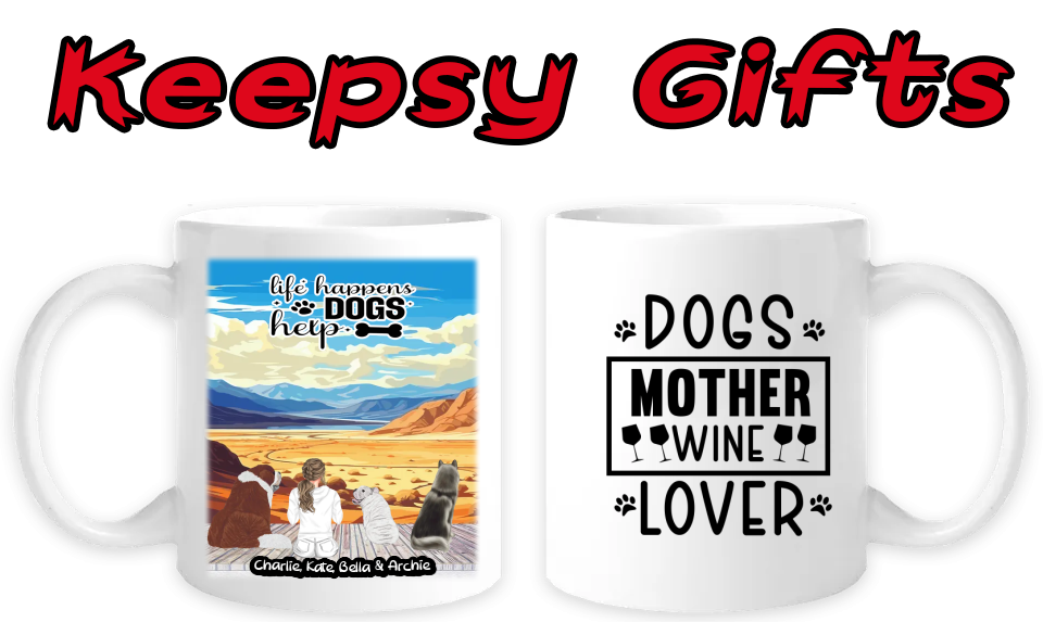 Woman & Three Dogs 11oz Personalised Mugs - Right-Side Quote