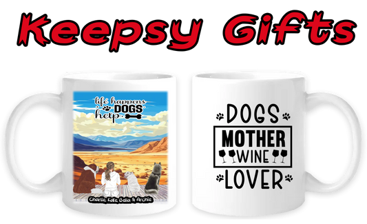 Woman & Three Dogs 11oz Personalised Mugs - Right-Side Quote
