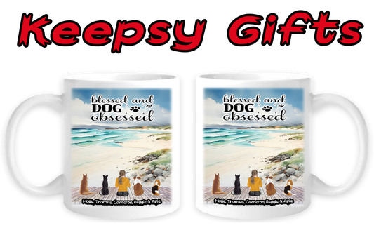 Woman & Four Dogs 11oz Personalised Mugs