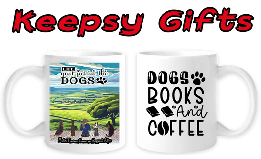 Woman & Four Dogs 11oz Personalised Mugs - Right-Side Quote