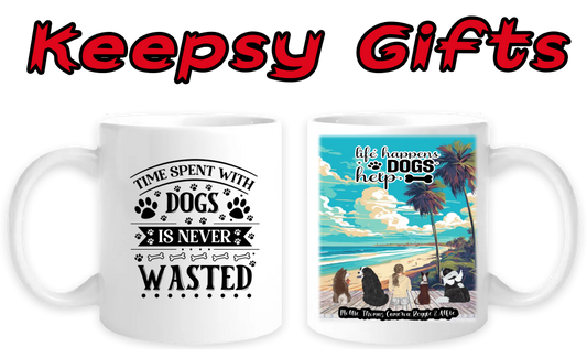 Woman & Four Dogs 11oz Personalised Mugs - Left-Side Quote