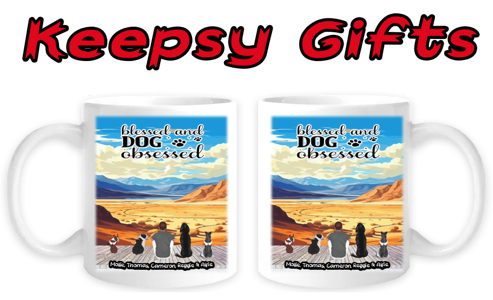 Man & Four Dogs 11oz Personalised Mugs