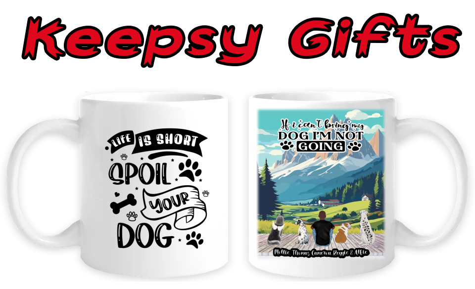 Man & Four Dogs 11oz Personalised Mugs - Left-Side Quote