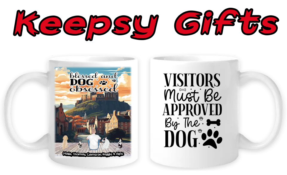Man & Four Dogs 11oz Personalised Mugs - Right-Side Quote