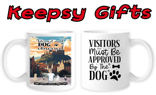 Man & Four Dogs 11oz Personalised Mugs - Right-Side Quote