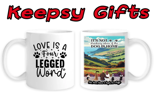 Couple & Four Dogs 11oz Personalised Mugs - Left-Side Quote