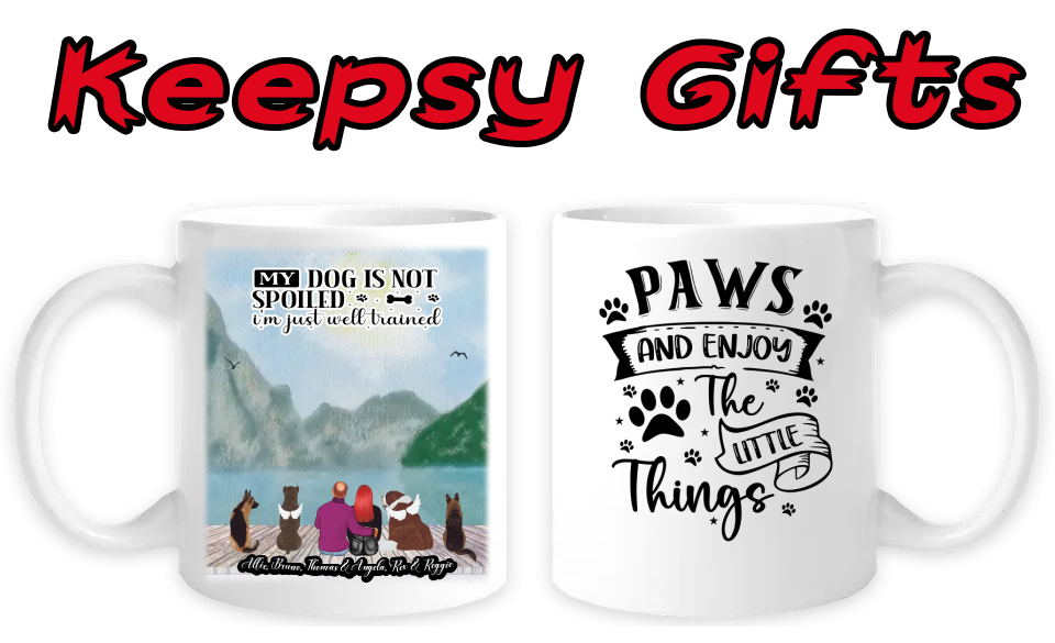 Couple & Four Dogs 11oz Personalised Mugs - Right-Side Quote